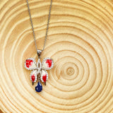 Liberty Natural Blue Sapphire Sterling Silver Enamel Butterfly Necklace