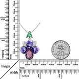 Hibiscus Syriacus Ultramarine Enamel Zirconia Sterling Silver Necklace