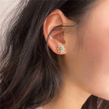 Sunflower Natural Round Yellow Citrine Sterling Silver Stud Earrings