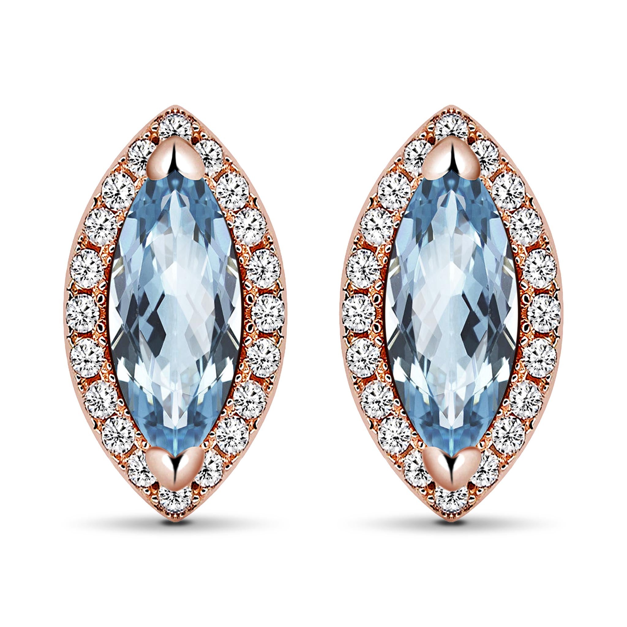 Fealty Natural Marquise Sky Blue Topaz Sterling Silver Stud Earrings