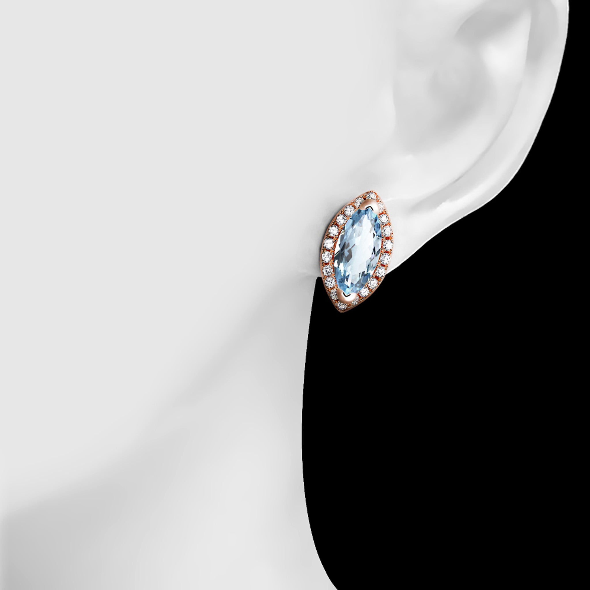 Fealty Natural Marquise Sky Blue Topaz Sterling Silver Stud Earrings