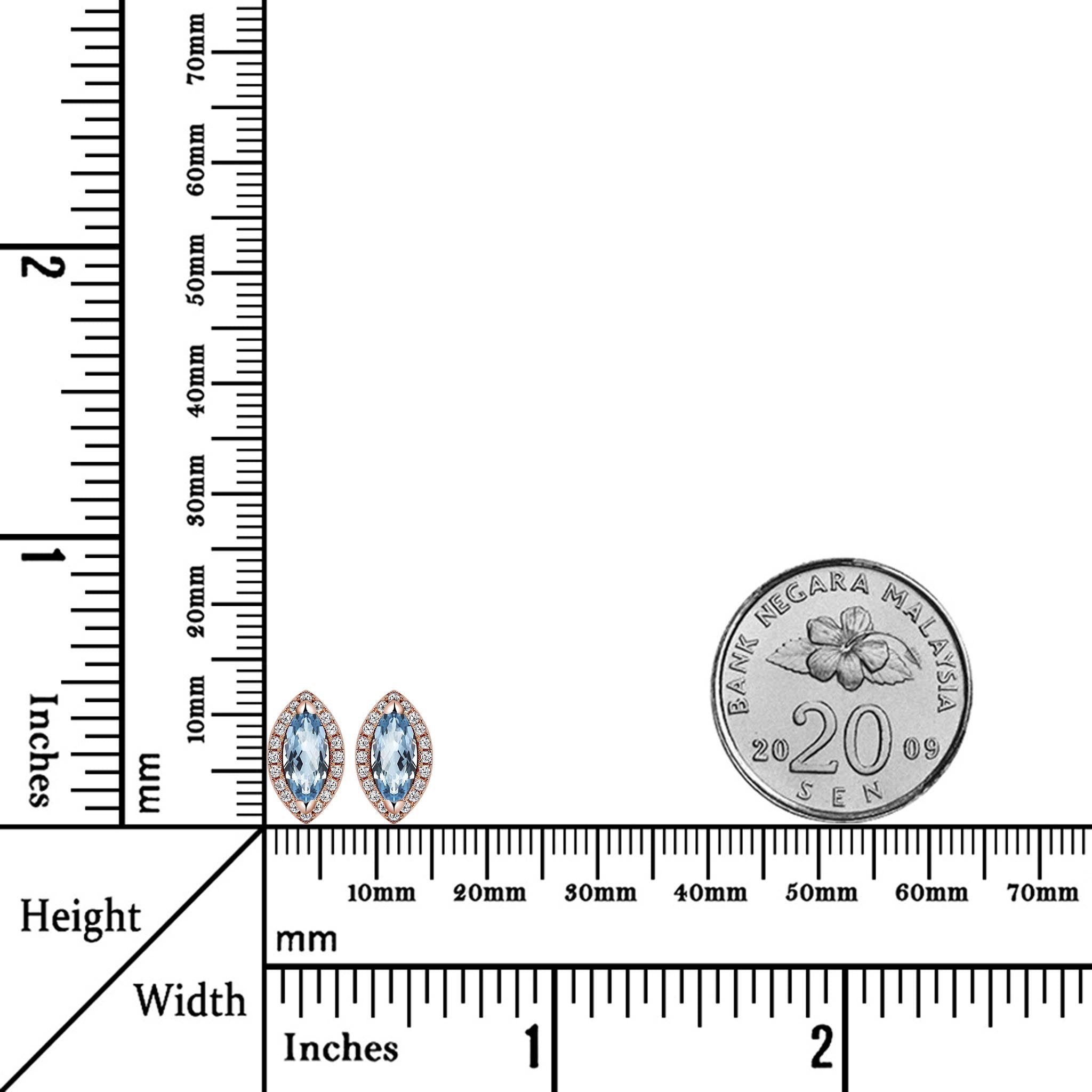 Fealty Natural Marquise Sky Blue Topaz Sterling Silver Stud Earrings