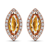 Fealty Natural Marquise Orangish Yellow Citrine Sterling Silver Stud Earrings