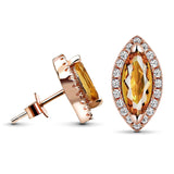 Fealty Natural Marquise Orangish Yellow Citrine Sterling Silver Stud Earrings