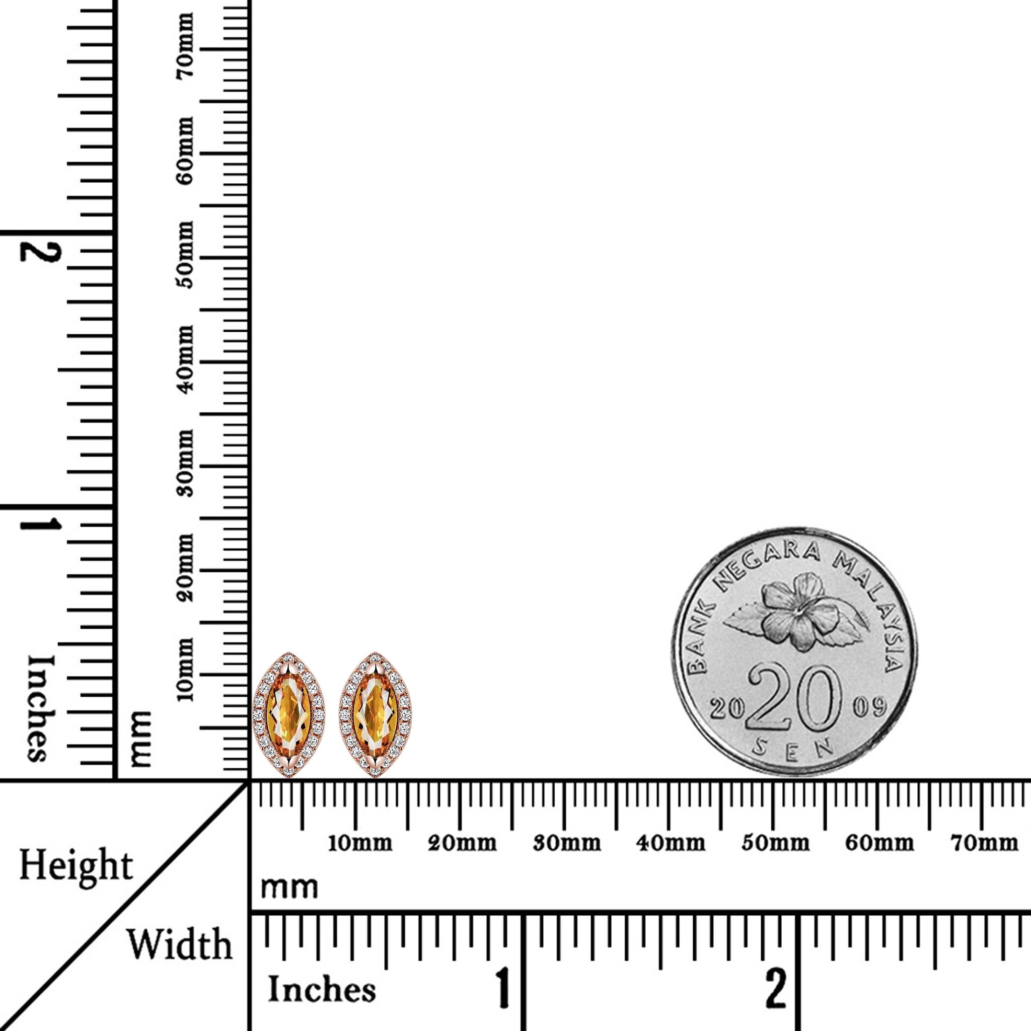 Fealty Natural Marquise Orangish Yellow Citrine Sterling Silver Stud Earrings