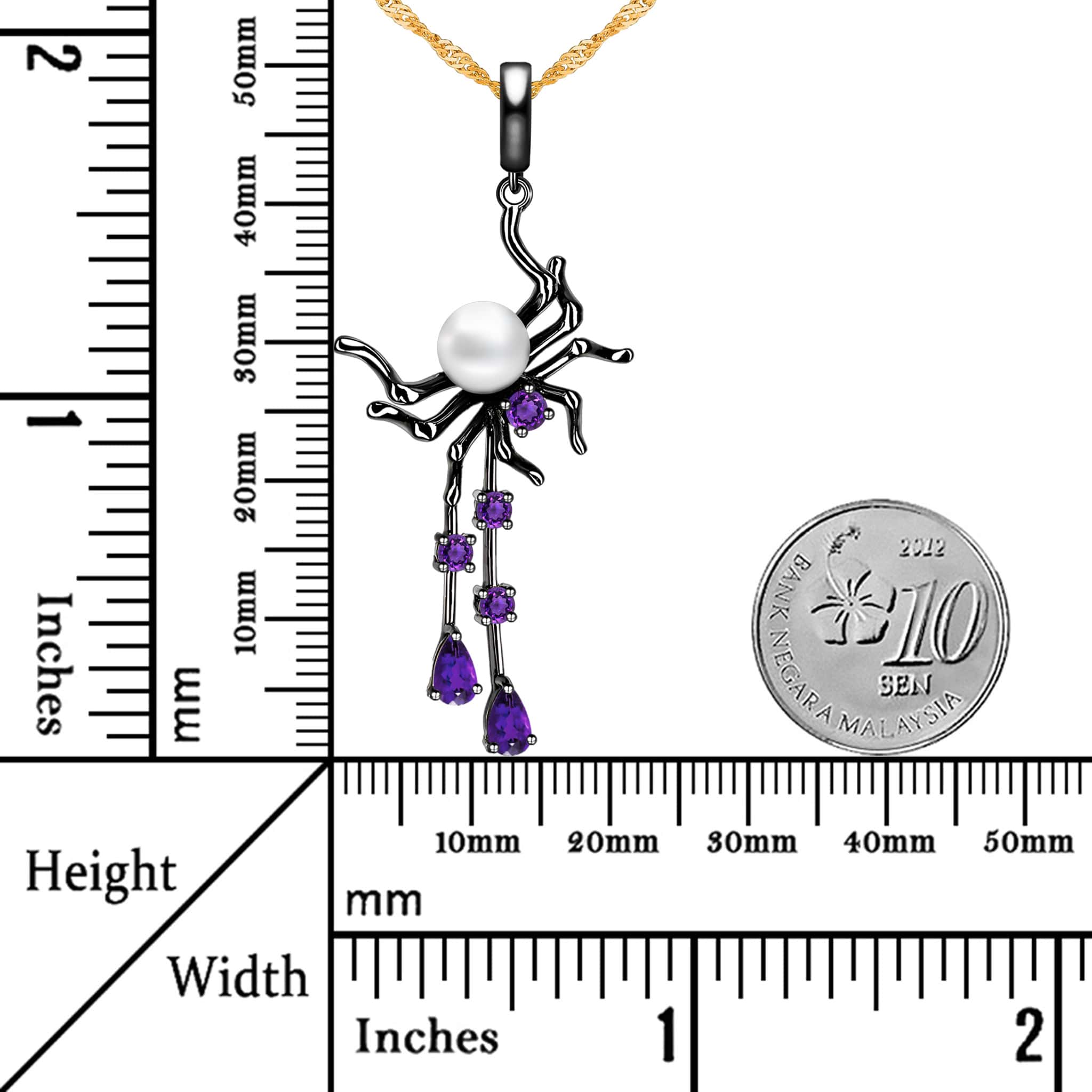 Distinctive Style Round Faux White Pearl Sterling Silver Spider Necklace