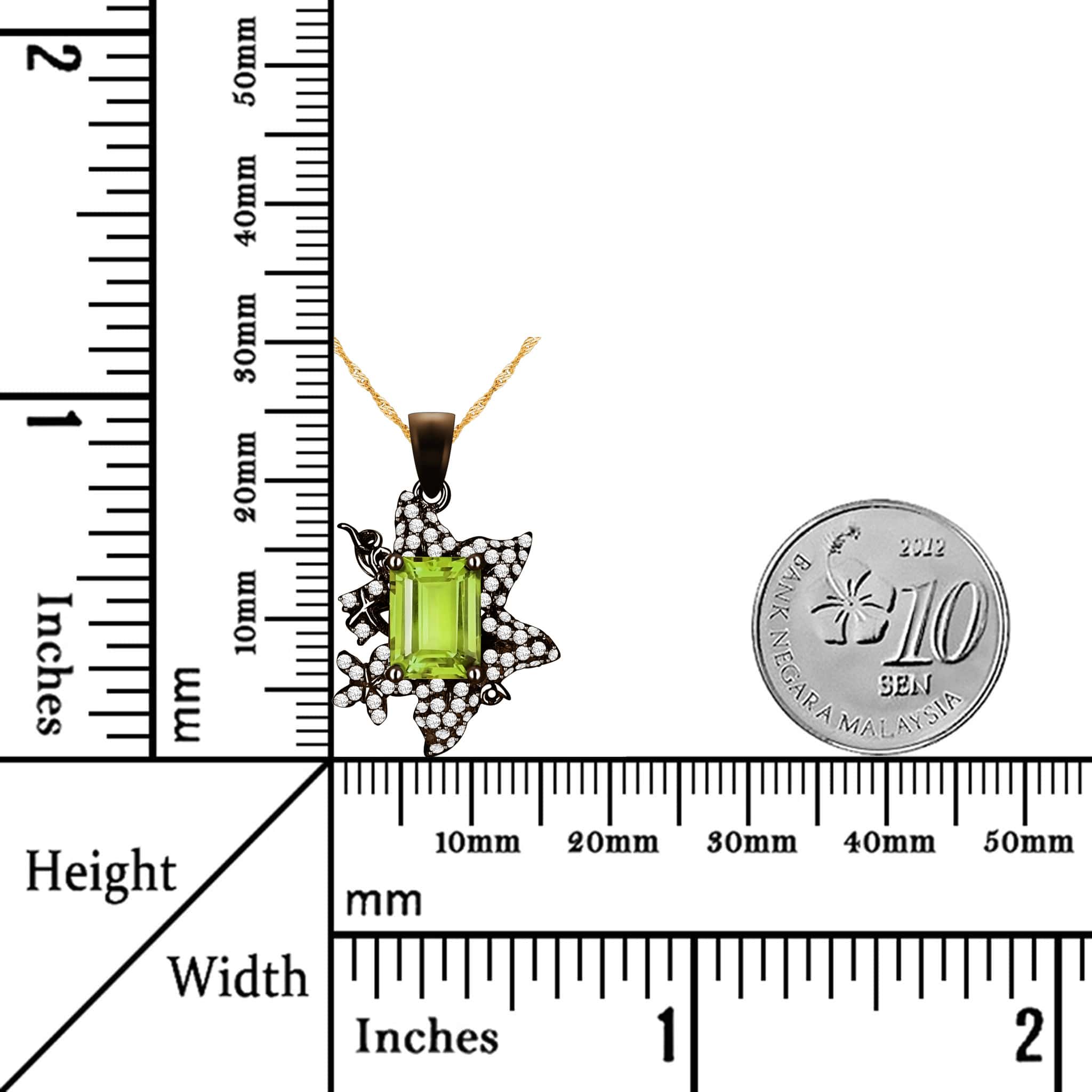 Gardening Natural Octagon Green Peridot Sterling Silver Necklace