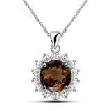 Gift Of Sunshine Natural Round Smoky Quartz Sterling Silver Necklace