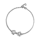 Never Separate White Zirconia Sterling Silver Twins Star Bracelet