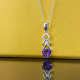 Methodical Natural Trillion Purple Amethyst Sterling Silver Necklace