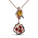 Entwined Dream Natural Citrine Sterling Silver 2-Tones Necklace