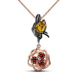 Entwined Happiness Natural Citrine Sterling Silver 2-Tones Necklace