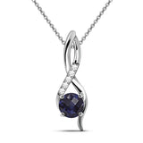 Infinity Natural Checkerboard Violet Blue Iolite Sterling Silver Necklace