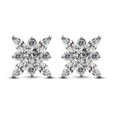 Glistening Snowflake White Zirconia Sterling Silver Stud Earrings