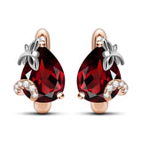 Mesmerizing Natural Red Garnet Sterling Silver 2-Tones Latch Back Earrings