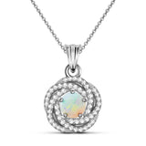 Never Regret Natural White Opal Sterling Silver Swirl Necklace