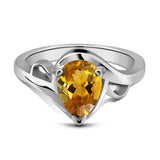 Classy Natural Orangish Yellow Citrine Sterling Silver Solitaire Ring