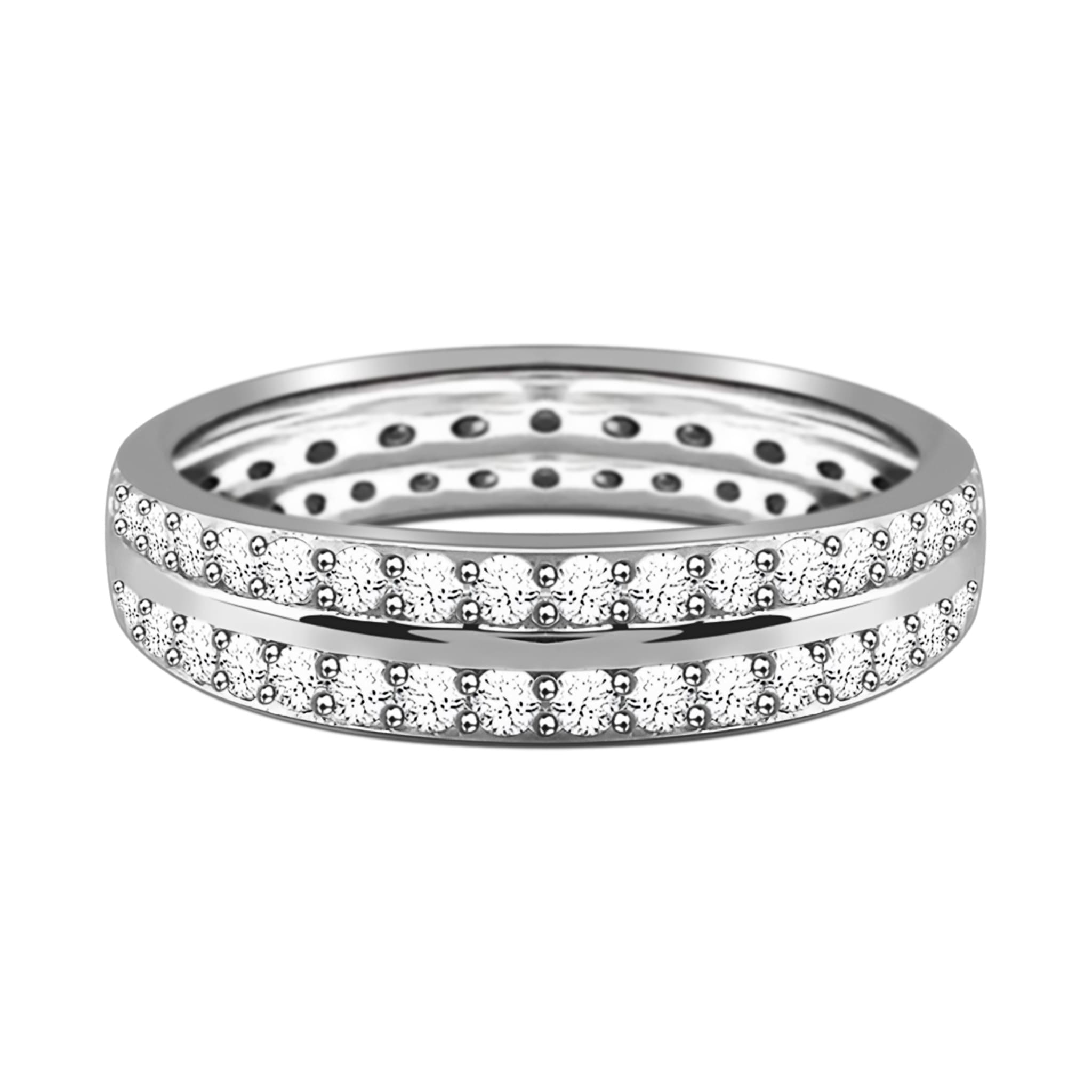 Aesthetic White Zirconia Sterling Silver Twins Destiny Pave Ring