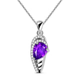 Impressive Natural Pear Purple Amethyst Sterling Silver Necklace