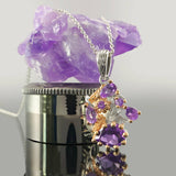 Bucolic Natural Purple Amethyst Sterling Silver 2-Tones Necklace
