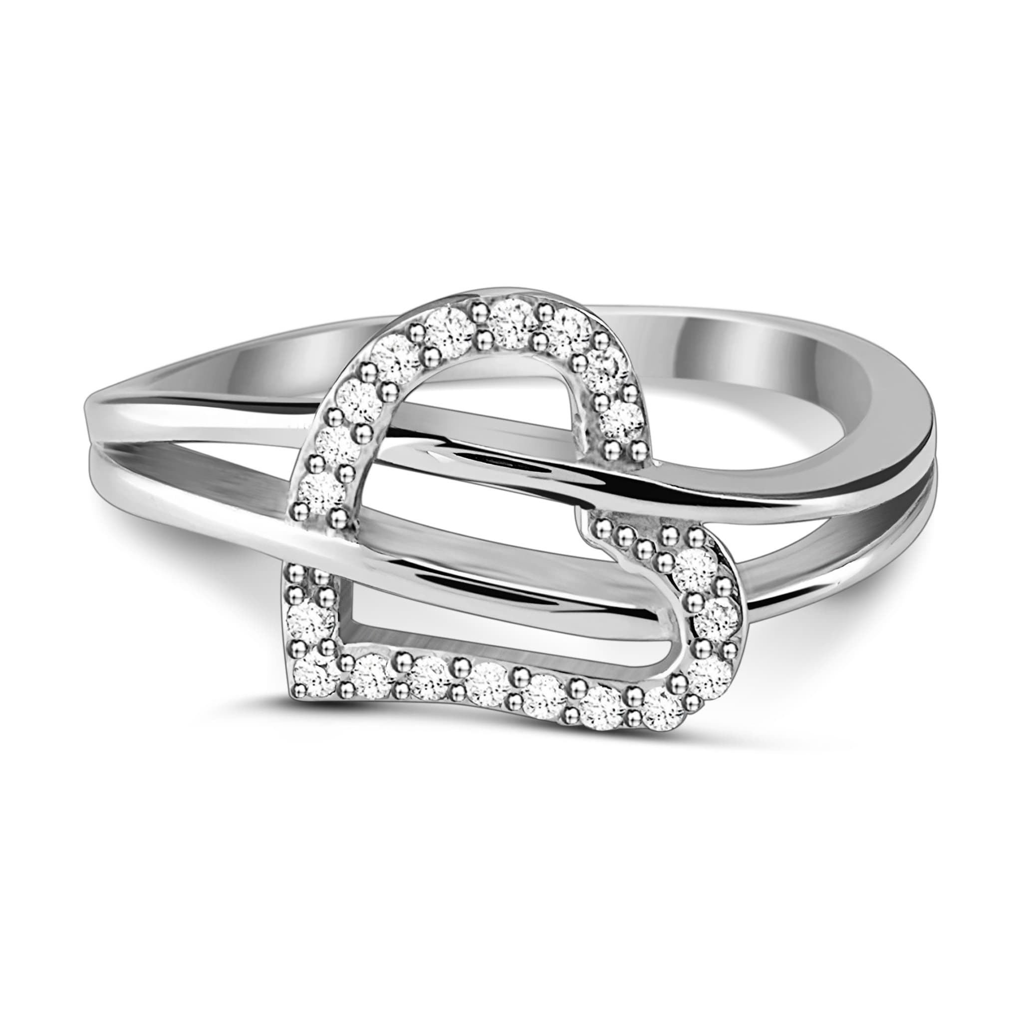 Endless Love White Zirconia Sterling Silver Pretty Heart Ring