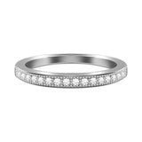 Thin Half White Zirconia Sterling Silver Classic Pave Ring