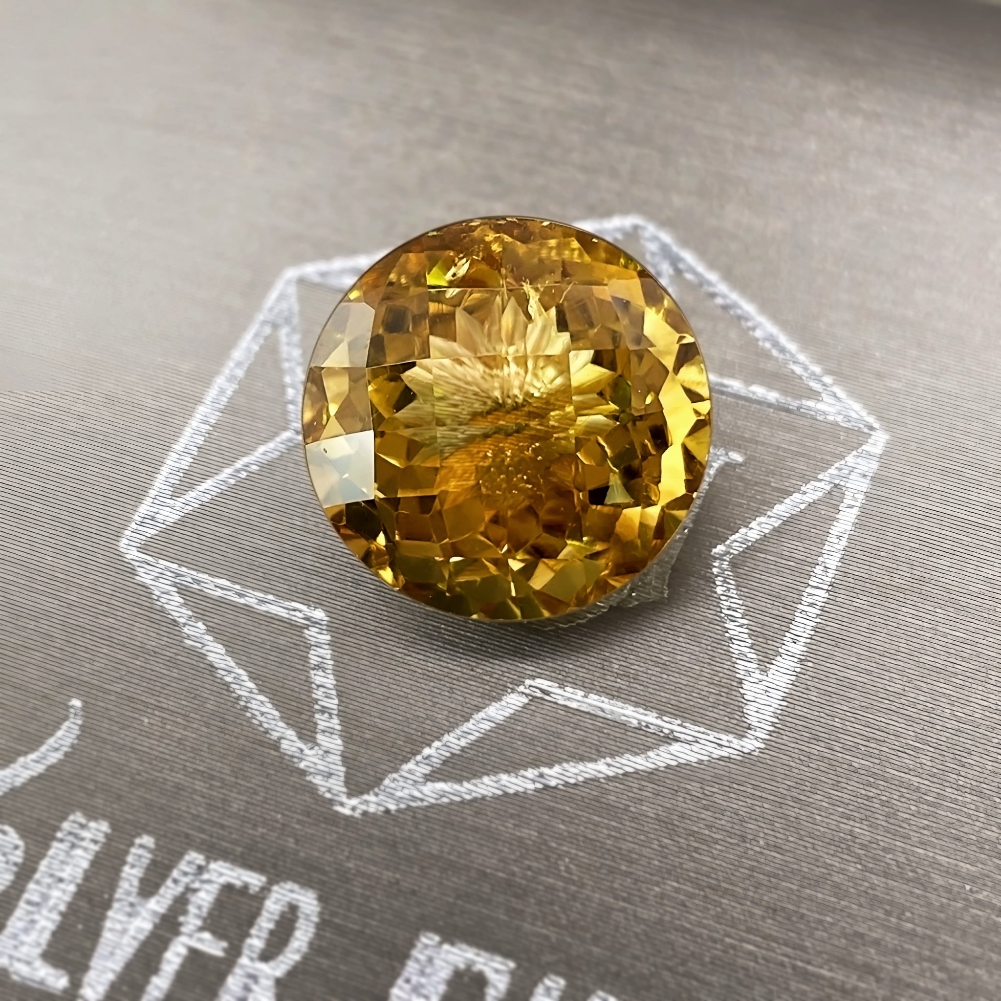 9.30 Carats - Natural Round Checkerboard Golden Yellow Citrine