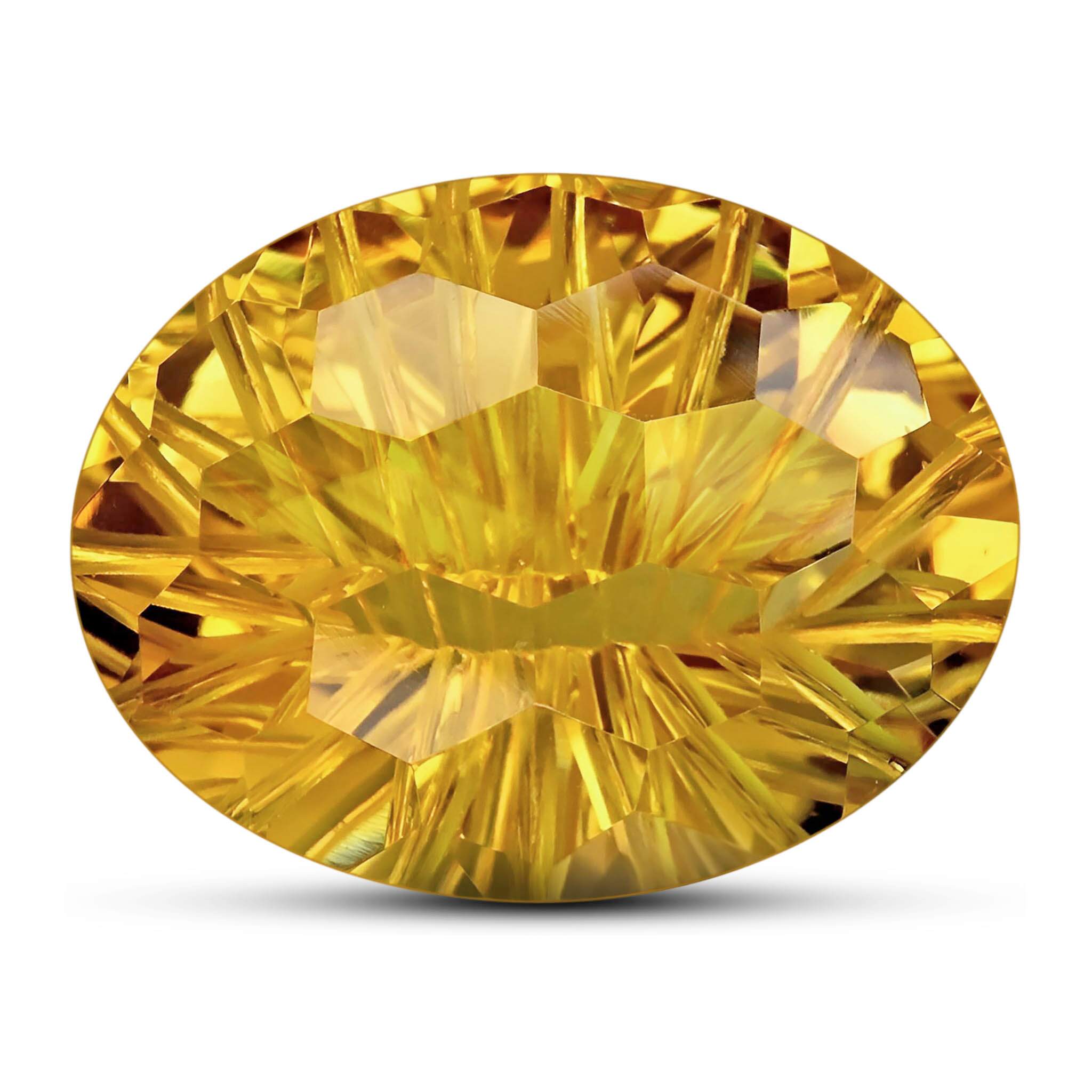 13.70 Carats - Natural Unheated Oval Beehive Yellow Citrine