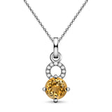 Brilliance Light Natural Orangish Yellow Citrine Sterling Silver Necklace