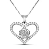 Eternal Heart White Ziconia Sterling Silver Brave Rose Necklace