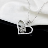 Eternal Heart White Ziconia Sterling Silver Brave Rose Necklace