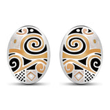 Solid Exquisite Ethnic Enamel Sterling Silver Stud Earrings
