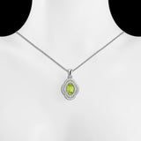 Perseverance Natural Elegant Oval Green Peridot Sterling Silver Blossom Necklace