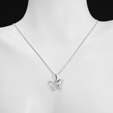 Fashion Beautiful Butterfly Round White Ziconia Sterling Silver Necklace