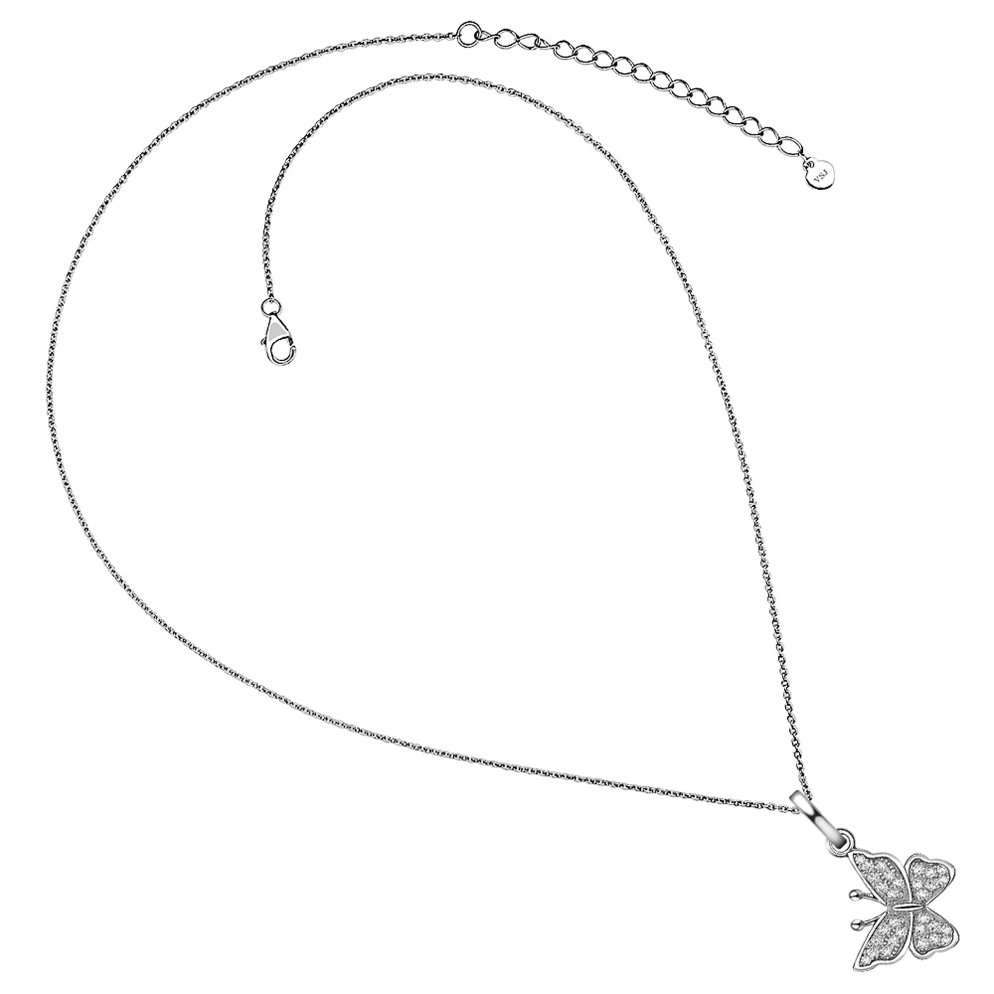 Decent Butterfly White Ziconia Sterling Silver Fashion Necklace