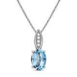 Elegant Casual Natural Swiss Blue Topaz Sterling Silver Minimalist Necklace