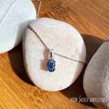 Ataraxia Natural Oval Blue Sapphire Sterling Silver Pretty Necklace