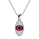 Soul Eye Natural Oval Deep Red Ruby Sterling Silver Necklace