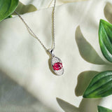 Soul Eye Natural Oval Deep Red Ruby Sterling Silver Necklace