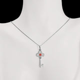 Destiny Club Key Natural Orange Sapphire Sterling Silver Necklace