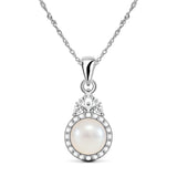 Decorous Natural Half Round Freshwater Pearl Sterling Silver Necklace