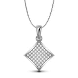 Confidence Shining Diamond Shape Ziconia Sterling Silver Necklace