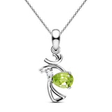 Harmony Natural Elegant Pear Green Peridot Sterling Silver Necklace
