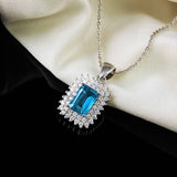 Irreplaceable Natural Octagon London Blue Topaz Sterling Silver Elegant Necklace