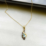 European style Natural Pear Sky Blue Topaz Sterling Silver 2-Tones Necklace