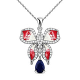 Liberty Natural Blue Sapphire Sterling Silver Enamel Butterfly Necklace