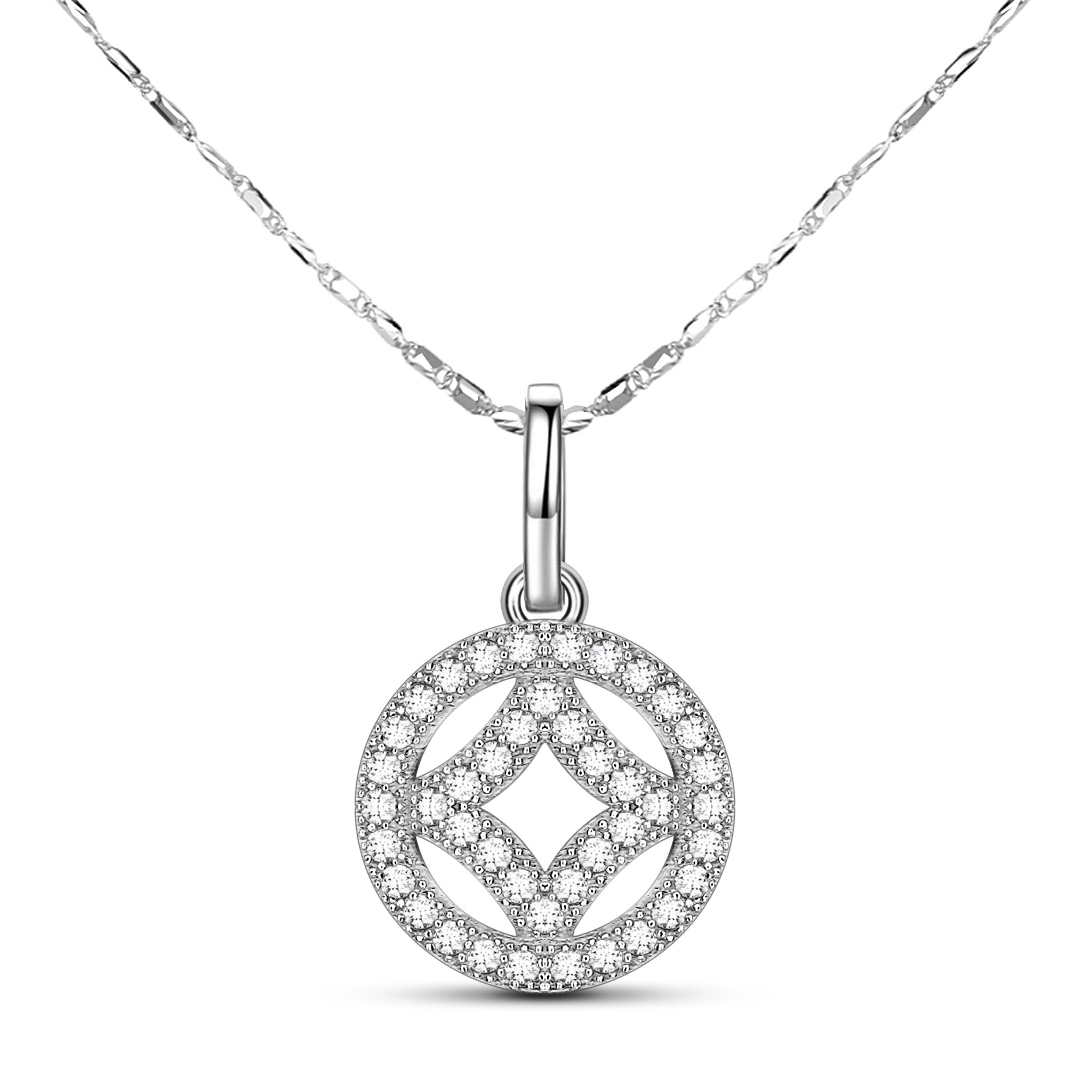 Fashion Shining White Zirconia Sterling Silver Unique Style Necklace