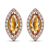 Fealty Natural Marquise Orangish Yellow Citrine Sterling Silver Stud Earrings