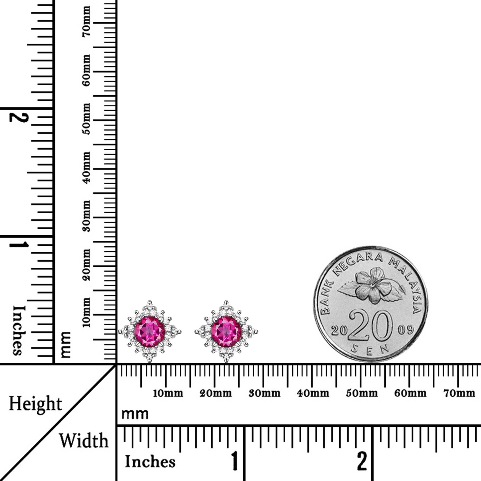 Dazzling Light Natural Round Pink Topaz Sterling Silver Stud Earrings