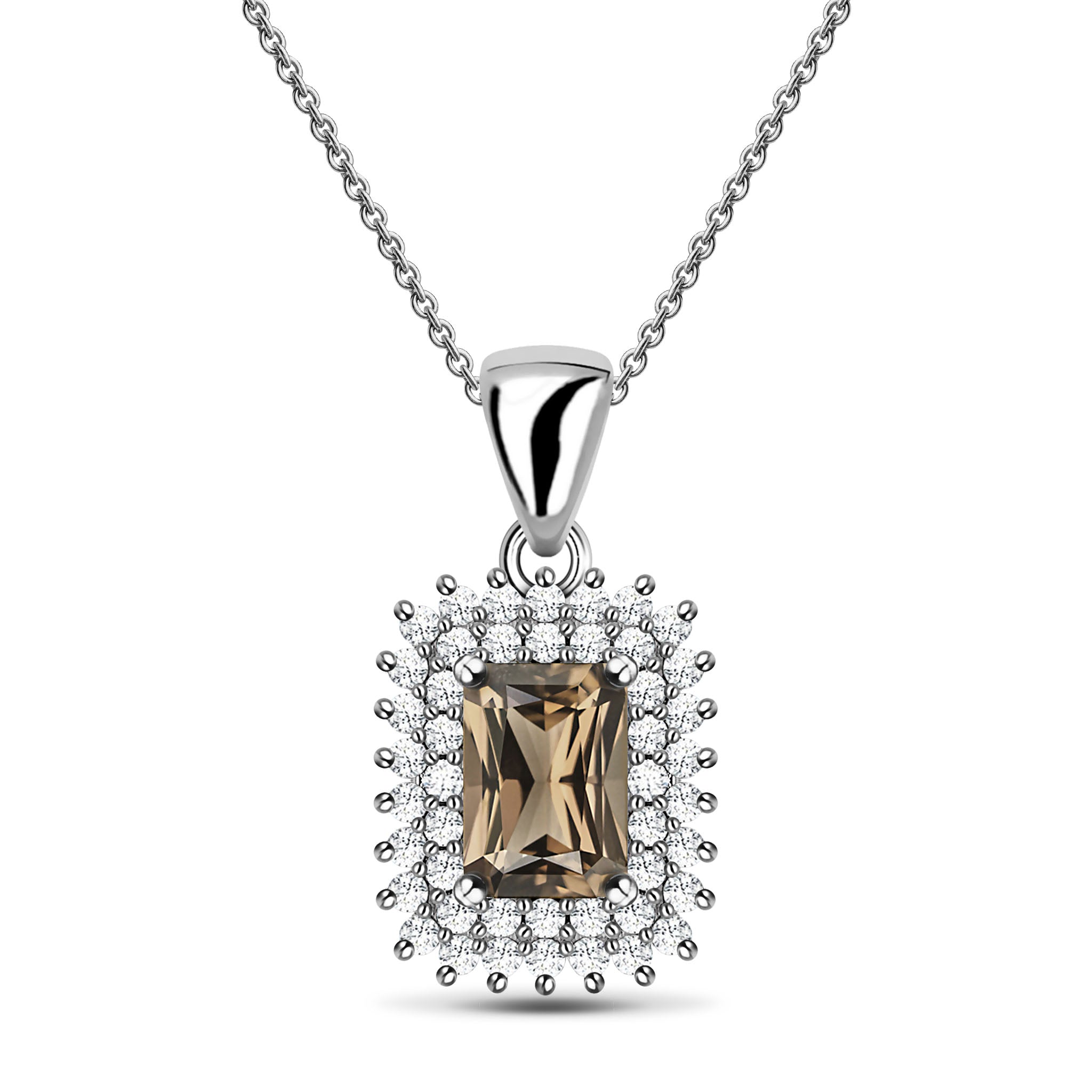 Irreplaceable Natural Octagon Smoky Quartz Sterling Silver Elegant Necklace